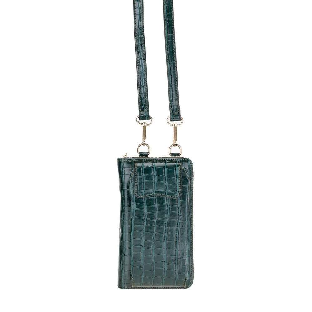 Leather Phone Case - Wallet Style up to 6.7" Green
