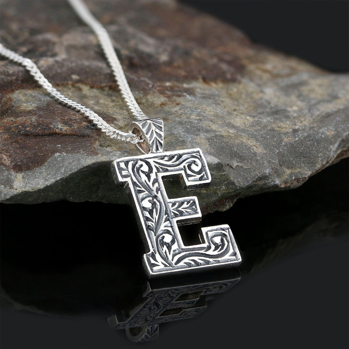Custom Design Silver Letter Monogram E Pendant by SWISS PLUS - Letter Collection