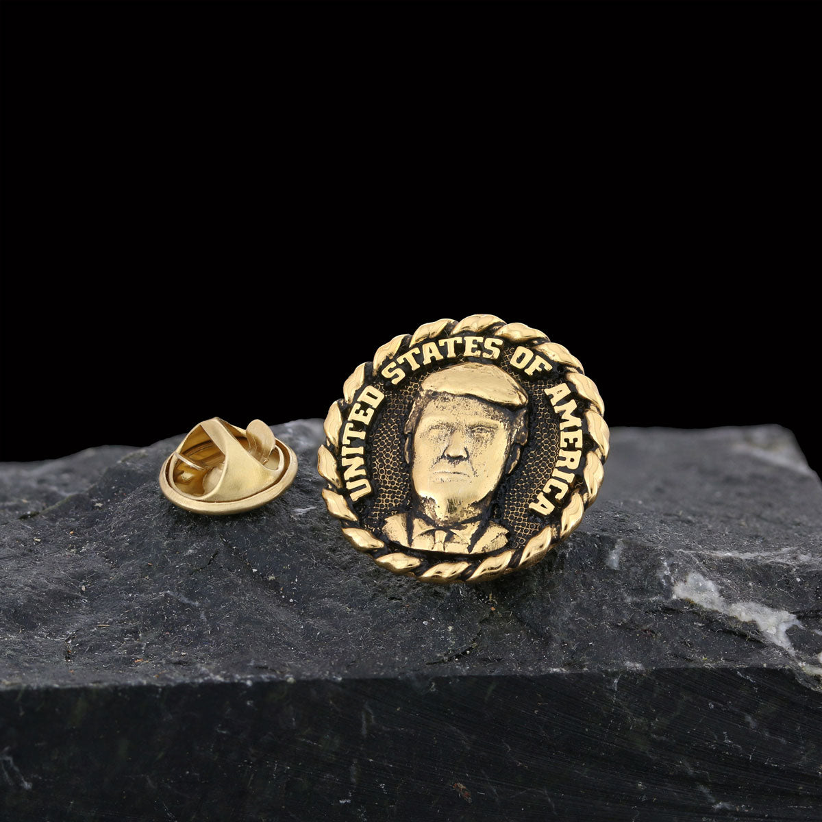 Donald Trump Lapel Pin, Silver Brooch, Men's Label Badge, Gold Plated Badge, Trump Gift Gold Coating by SWISS PLUS - Donald J