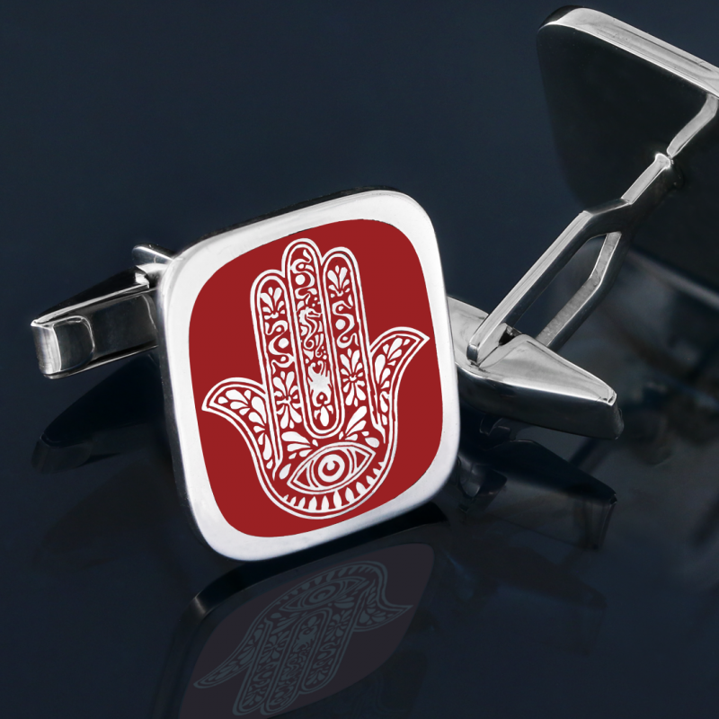 Sterling Silver Jewish Hamsa Cufflink by SWISS PLUS - Jewish Collection - view 2