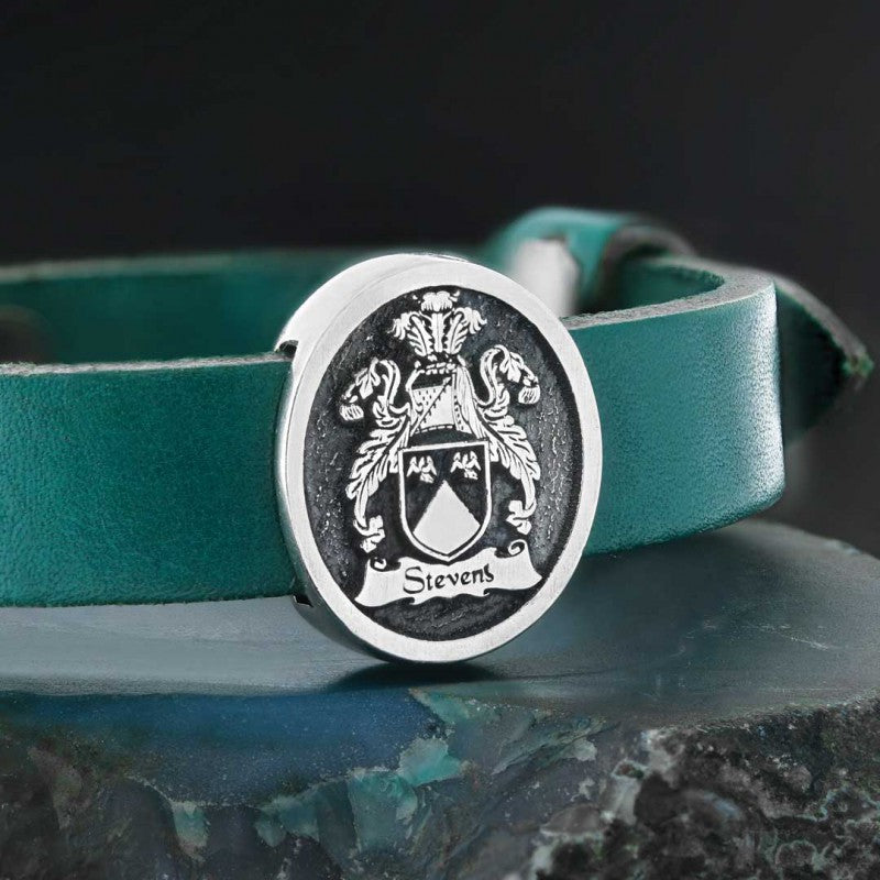 Custom Oval Signet Raised Family Crest Bracelet by SWISS PLUS - Family Collection