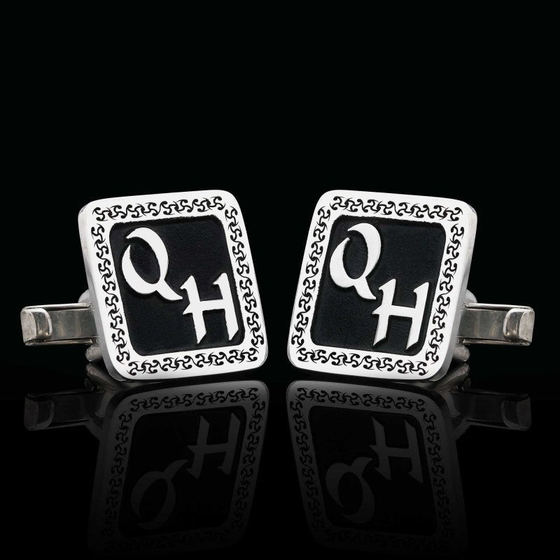 Special Design 925 Sterling Silver O-H Monogram Letter Cufflinks by SWISS PLUS - Letter Collection - view 2