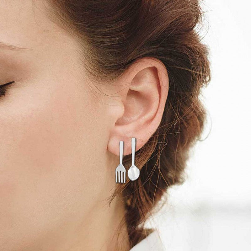 Sterling Silver Handmade Fork Spoon Earring by SWISS PLUS - Unique Design Earrings - view 4