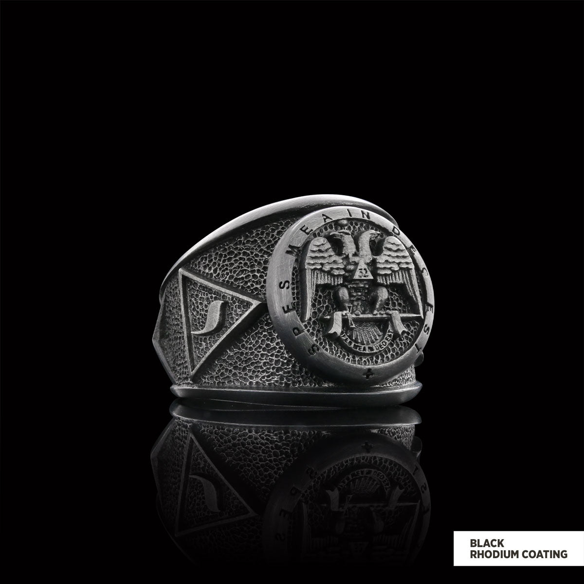 32nd Degree Masonic Ring, Two-Headed Eagle Ring, Engraved Freemason Ring, Masonic Symbol Signet Ring - view 3