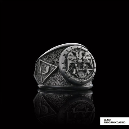 32nd Degree Masonic Ring, Two-Headed Eagle Ring, Engraved Freemason Ring, Masonic Symbol Signet Ring by SWISS PLUS - Mason Co