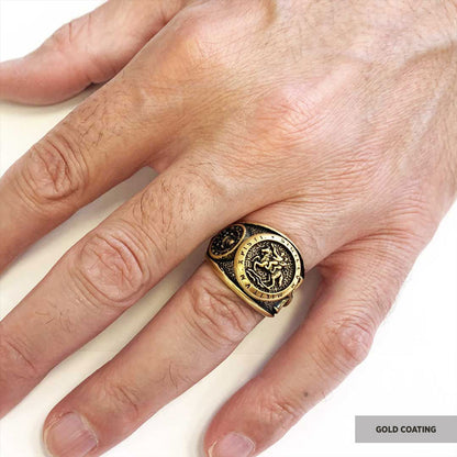 32nd Degree Masonic Ring, Two-Headed Eagle Ring, Engraved Freemason Ring, Masonic Symbol Signet Ring by SWISS PLUS - Mason Co