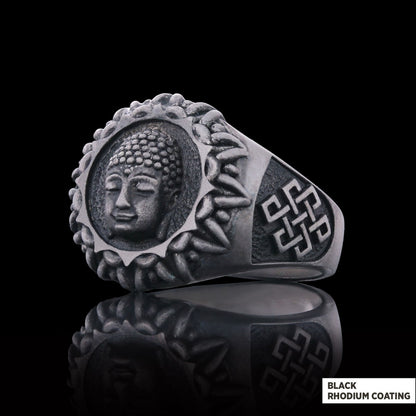 3D Buddha Ring, Om Buddha Ring, Hindu Ring, Shankha Buddha Ring, Endless Knot Ring, Meditation, Yoga, Buddhist Jewelry by SWI