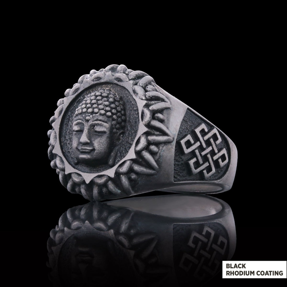 3D Buddha Ring, Om Buddha Ring, Hindu Ring, Shankha Buddha Ring, Endless Knot Ring, Meditation, Yoga, Buddhist Jewelry - view 2