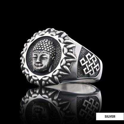 3D Buddha Ring, Om Buddha Ring, Hindu Ring, Shankha Buddha Ring, Endless Knot Ring, Meditation, Yoga, Buddhist Jewelry by SWI