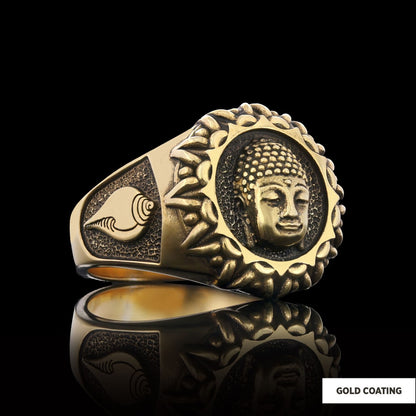3D Buddha Ring, Om Buddha Ring, Hindu Ring, Shankha Buddha Ring, Endless Knot Ring, Meditation, Yoga, Buddhist Jewelry by SWI