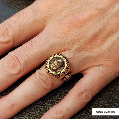 3D Buddha Ring, Om Buddha Ring, Hindu Ring, Shankha Buddha Ring, Endless Knot Ring, Meditation, Yoga, Buddhist Jewelry by SWI