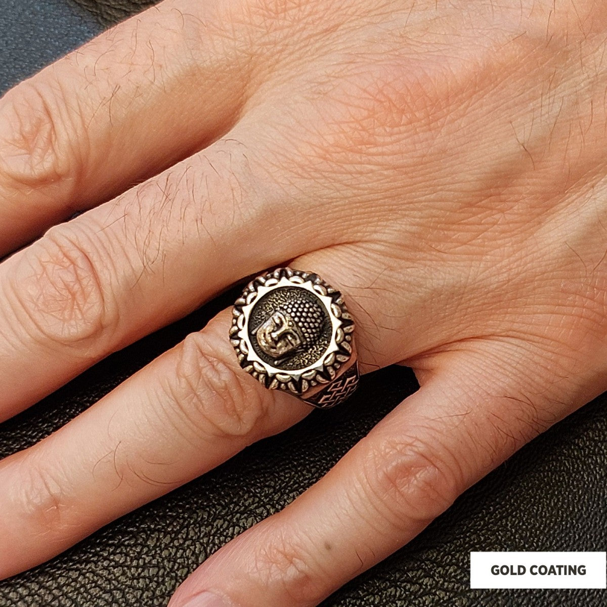 3D Buddha Ring, Om Buddha Ring, Hindu Ring, Shankha Buddha Ring, Endless Knot Ring, Meditation, Yoga, Buddhist Jewelry - view 7