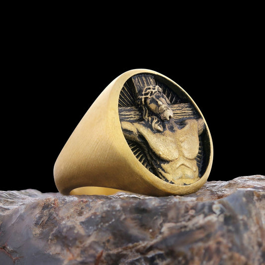 3D Jesus Ring, Religious Ring, 925 Sterling Silver Christian Ring, Gold Plated Religious Ring, Jesus Jewerly - view 1