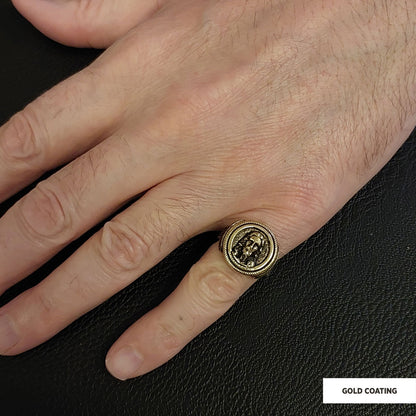 3D Jesus Ring, Silver Religious Ring, Religious Gift, Gold Plated Jesus Jewelry, Christian Accessory by SWISS PLUS - Christia