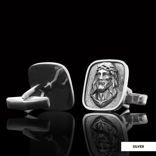 3D Silver Jesus Cufflinks, Religious Silver Cufflinks, Religious Christian Jewelry, Christ Accessory, Religious Gift Silver