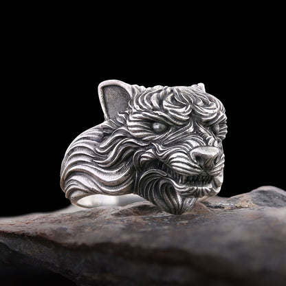 3D Wolf Head Ring, Silver Wolf Ring, Animal Jewelry, Gift for Her by SWISS PLUS - Skull Rings