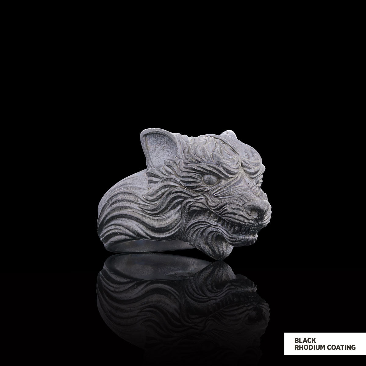 3D Wolf Head Ring, Silver Wolf Ring, Animal Jewelry, Gift for Her by SWISS PLUS - Skull Rings - view 2