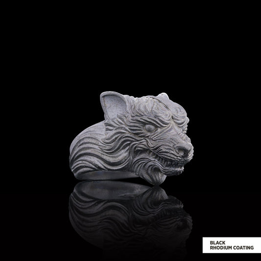 3D Wolf Head Ring, Silver Wolf Ring, Animal Jewelry, Gift for Her by SWISS PLUS - Skull Rings - view 2