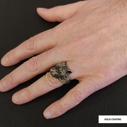 3D Wolf Head Ring, Silver Wolf Ring, Animal Jewelry, Gift for Her by SWISS PLUS - Skull Rings - view 7