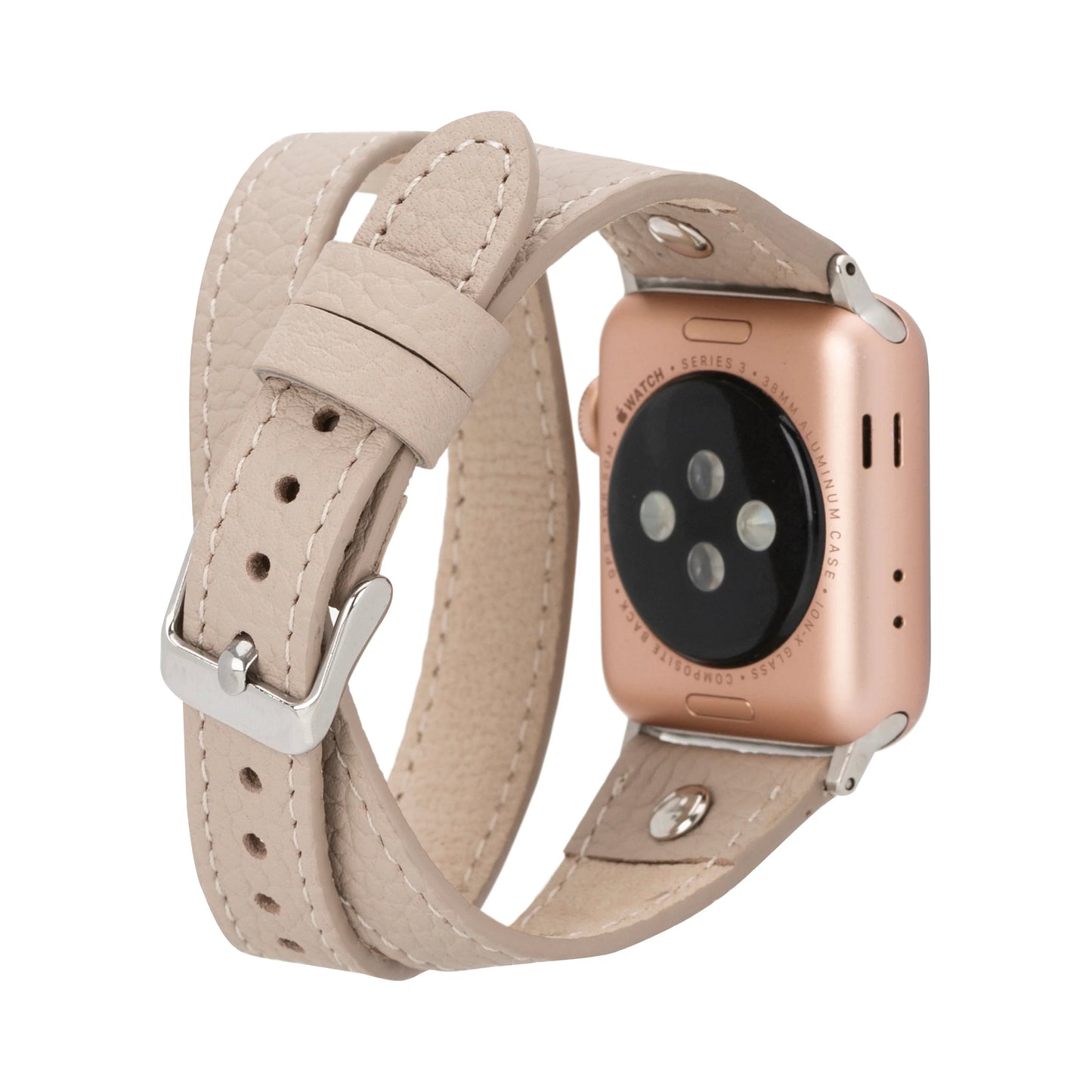Hector Double Tour Leather Apple Watch Band with Silver Trok
