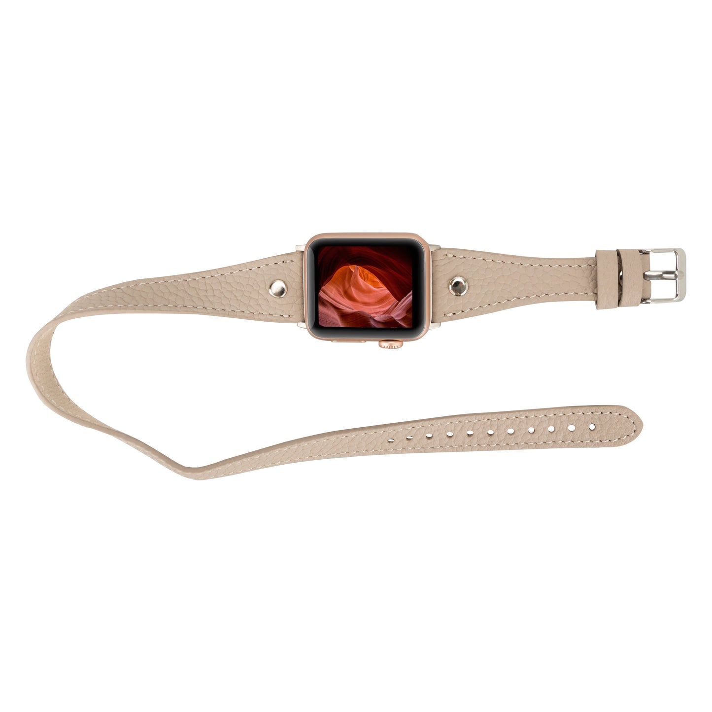 Hector Double Tour Leather Apple Watch Band with Silver Trok