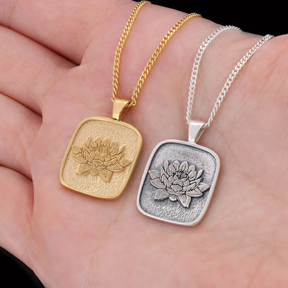 925 Sterling Lotus Flower Necklace, Birth Flower Lotus Necklace, Charm Lotus Jewelry, Women's Accessory, Gift for Women Gold 