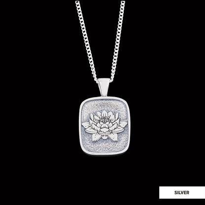 925 Sterling Lotus Flower Necklace, Birth Flower Lotus Necklace, Charm Lotus Jewelry, Women's Accessory, Gift for Women Silve