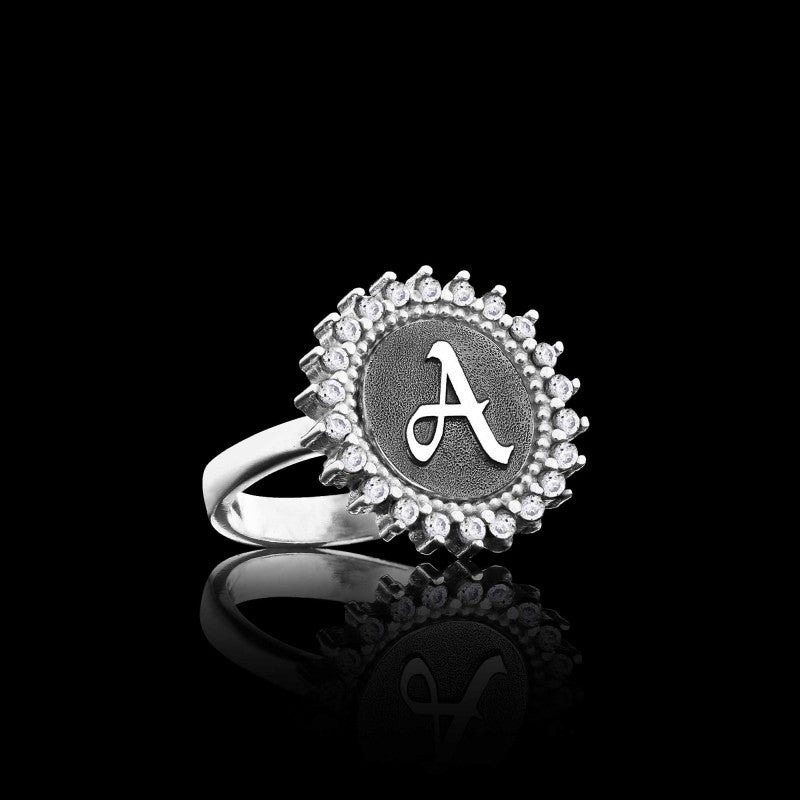925 Sterling Monogram Letter A Women Ring by SWISS PLUS - Letter Collection - view 2