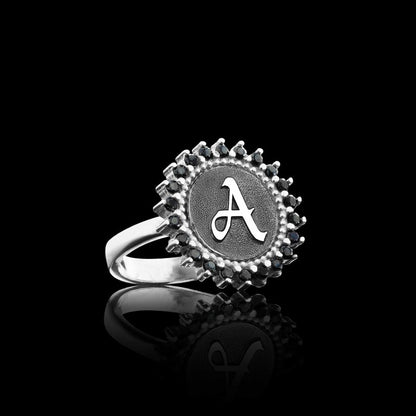 925 Sterling Monogram Letter A Women Ring by SWISS PLUS - Letter Collection - view 4