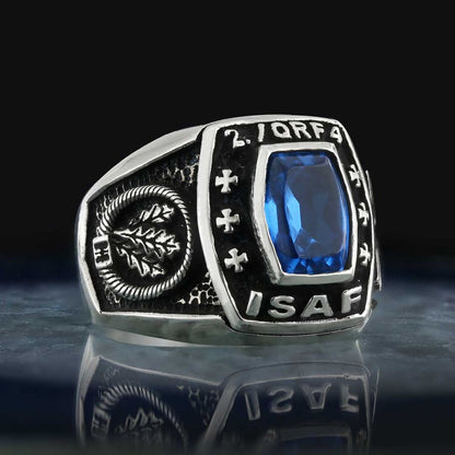 925 Sterling Silver 2 / Qrf4 ISAF Germany Ring by SWISS PLUS - Military Rings