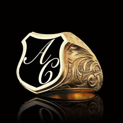 925 Sterling Silver A-C Letter Ring by SWISS PLUS - Letter Collection - view 3