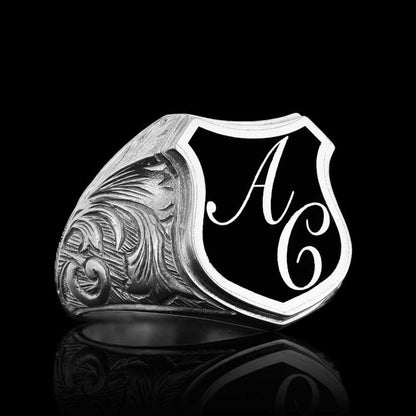 925 Sterling Silver A-C Letter Ring by SWISS PLUS - Letter Collection - view 4