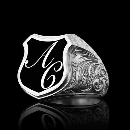 925 Sterling Silver A-C Letter Ring by SWISS PLUS - Letter Collection - view 5