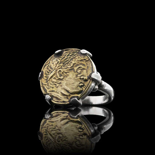 925 Sterling Silver Alexander the Great Coin Women Ring by SWISS PLUS - 925 Sterling Silver Rings for Men & Women - view 2