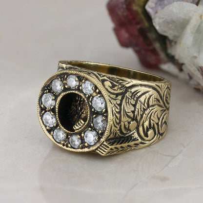 925 Sterling Silver Alphabet Q Ring by SWISS PLUS - Letter Collection