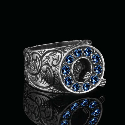 925 Sterling Silver Alphabet Q Ring by SWISS PLUS - Letter Collection - view 2