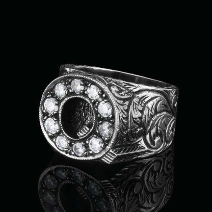 925 Sterling Silver Alphabet Q Ring by SWISS PLUS - Letter Collection - view 4