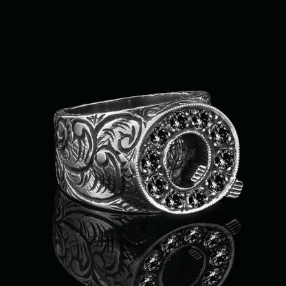 925 Sterling Silver Alphabet Q Ring by SWISS PLUS - Letter Collection - view 6