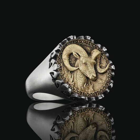 925 Sterling Silver Aries Sign Ring - view 2