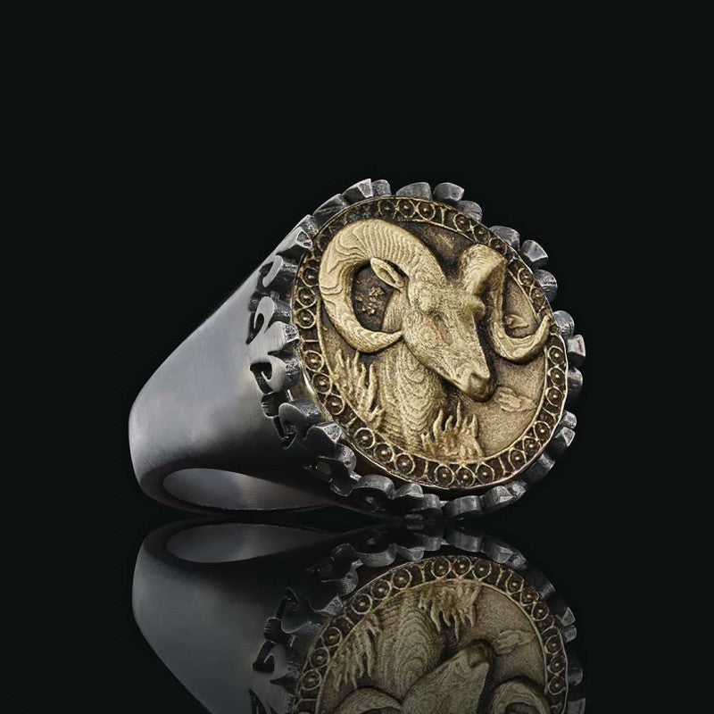 925 Sterling Silver Aries Sign Ring - view 4