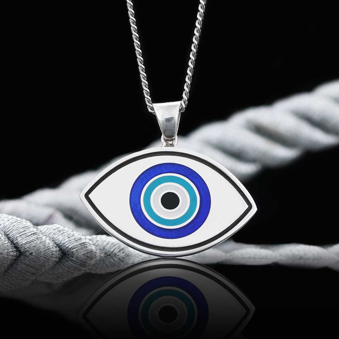 925 Sterling Silver Blue Evil Eye Beads Pendant by SWISS PLUS - Blue Evil Eye Beads Pendants
