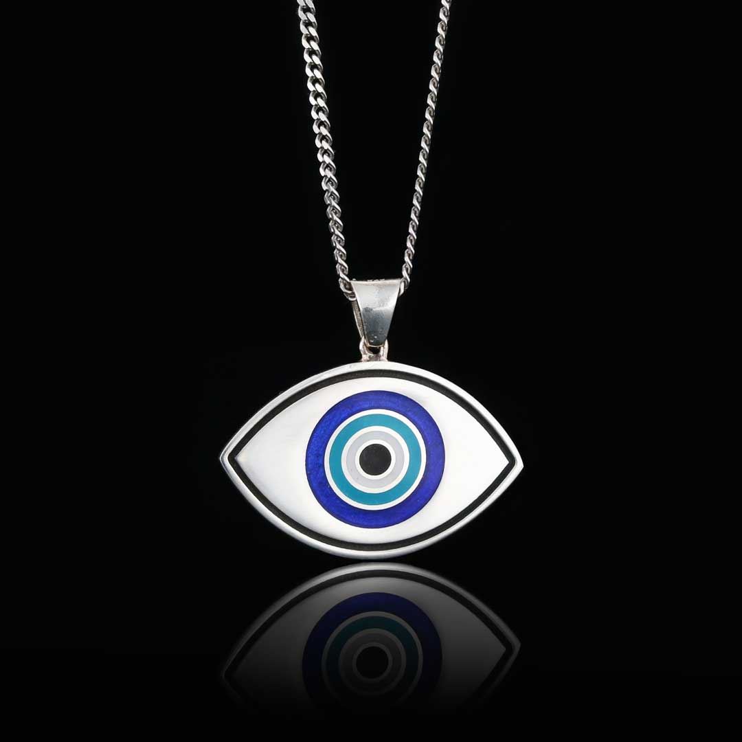 925 Sterling Silver Blue Evil Eye Beads Pendant by SWISS PLUS - Blue Evil Eye Beads Pendants - view 2