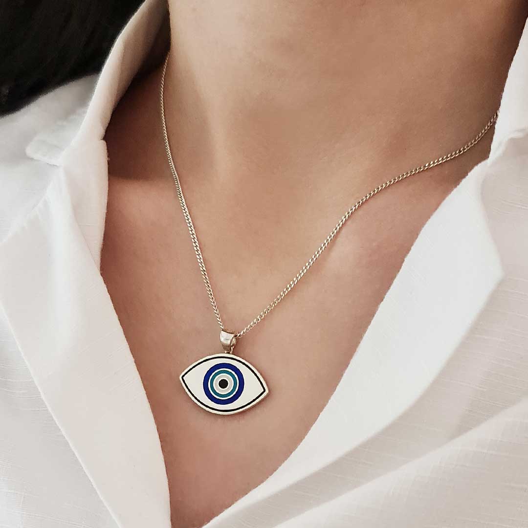925 Sterling Silver Blue Evil Eye Beads Pendant by SWISS PLUS - Blue Evil Eye Beads Pendants - view 3