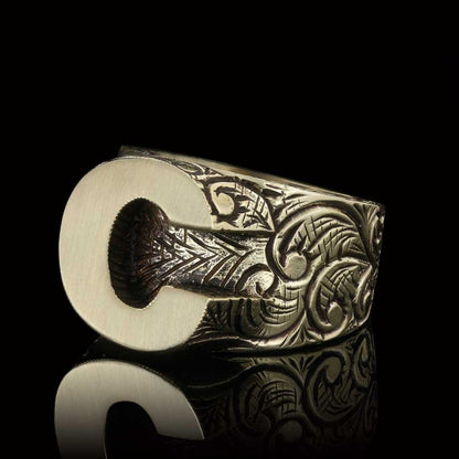 925 Sterling Silver C Letter Ring by SWISS PLUS - Letter Collection - view 3