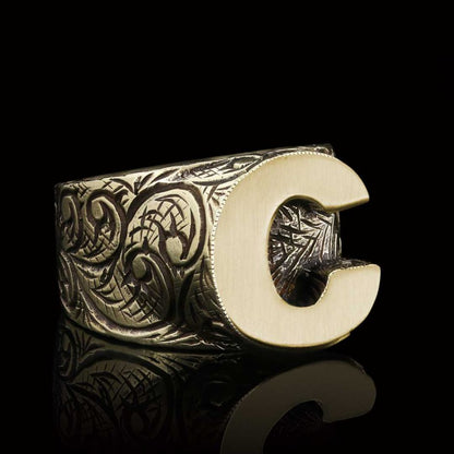 925 Sterling Silver C Letter Ring by SWISS PLUS - Letter Collection - view 2
