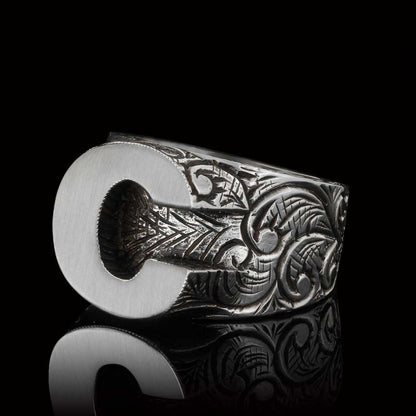 925 Sterling Silver C Letter Ring by SWISS PLUS - Letter Collection - view 5