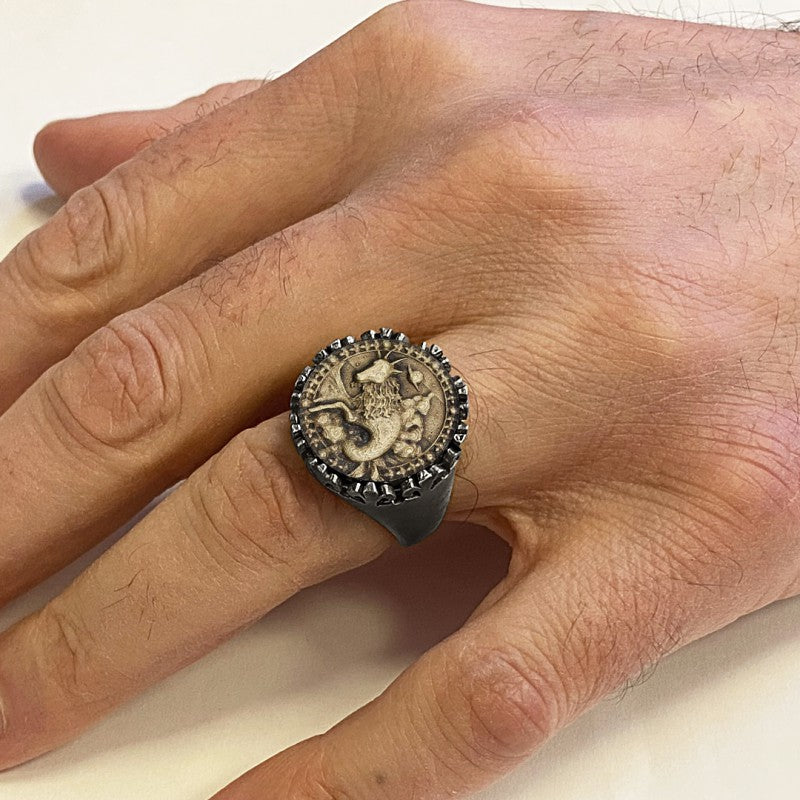 925 Sterling Silver Capricorn Sign Ring