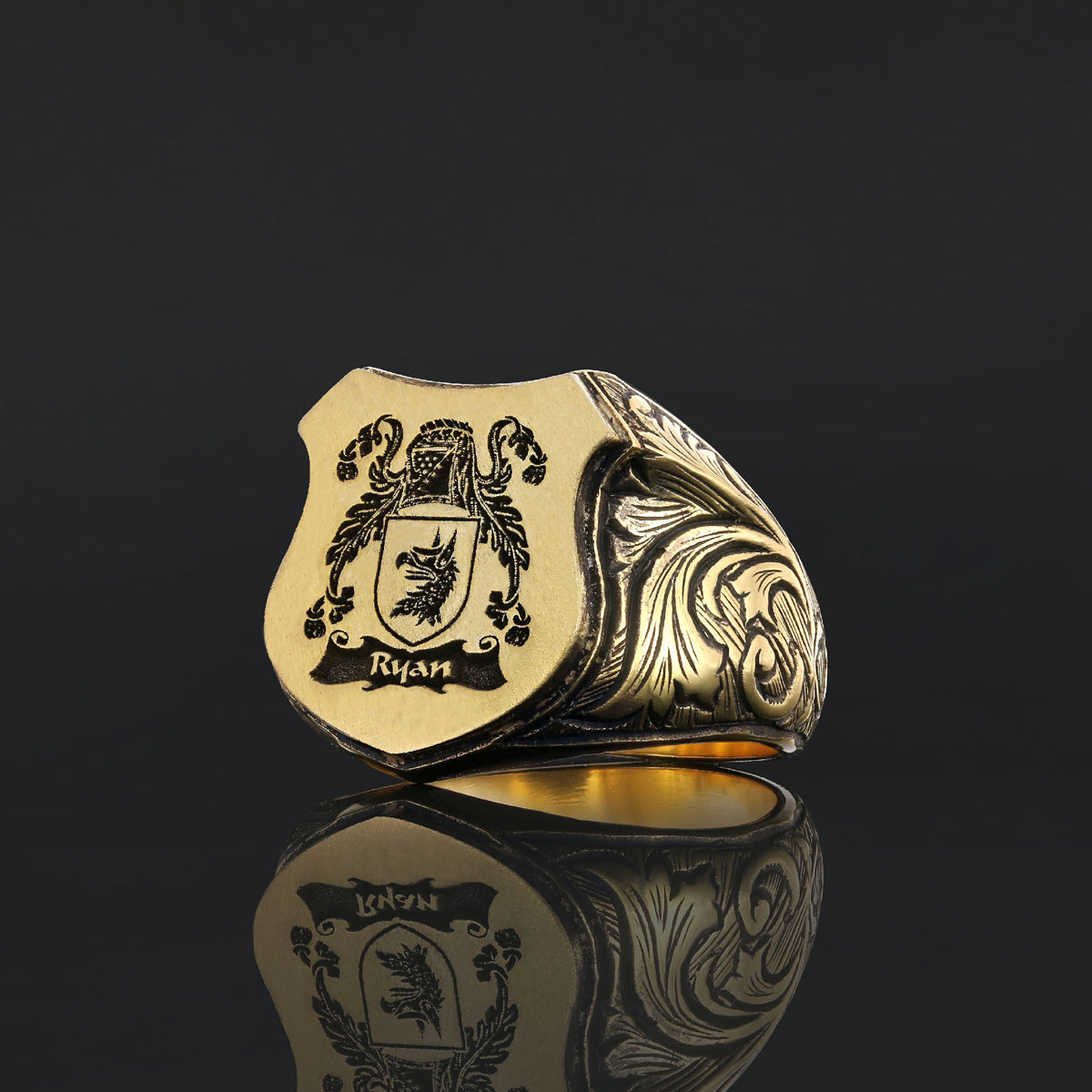 925 Sterling Silver Celtic Design Engraved Family Ring - view 4