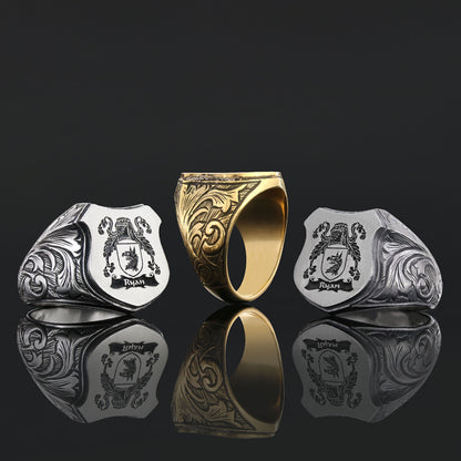 925 Sterling Silver Celtic Design Engraved Family Ring by SWISS PLUS - Family Collection - view 5