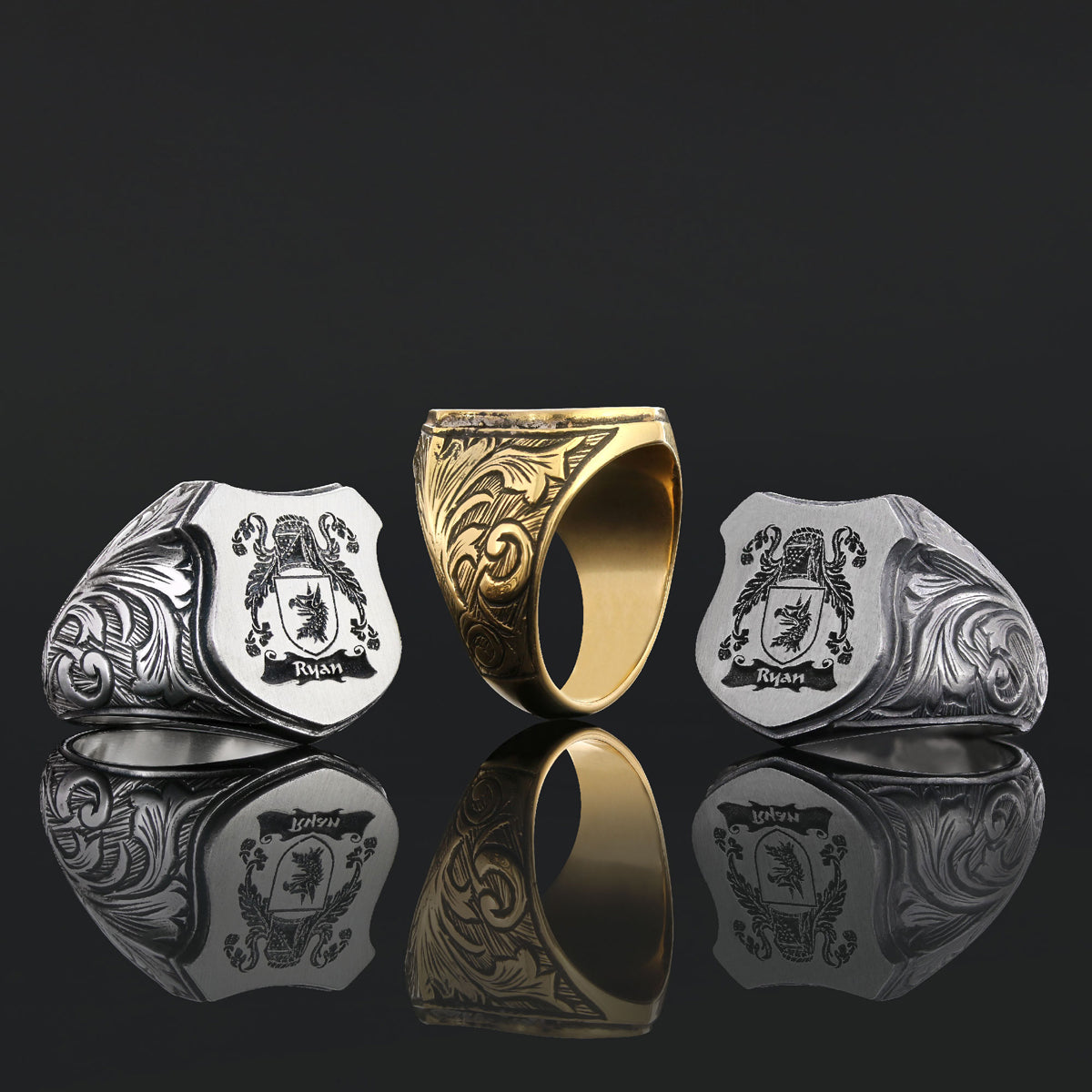 925 Sterling Silver Celtic Design Engraved Family Ring